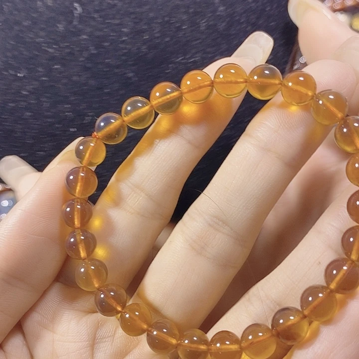 琥珀未镶嵌珠宝奇石棕红手串7