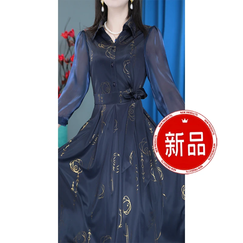 修身时尚气质优雅收腰显瘦复古中长款连衣裙