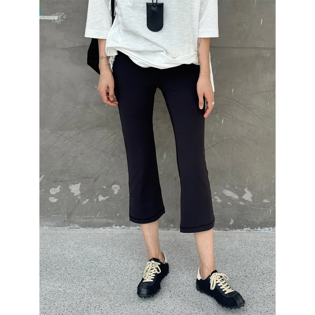 LANGQING 修身显瘦窄版外穿运动八分微喇高弹瑜伽裤45507#