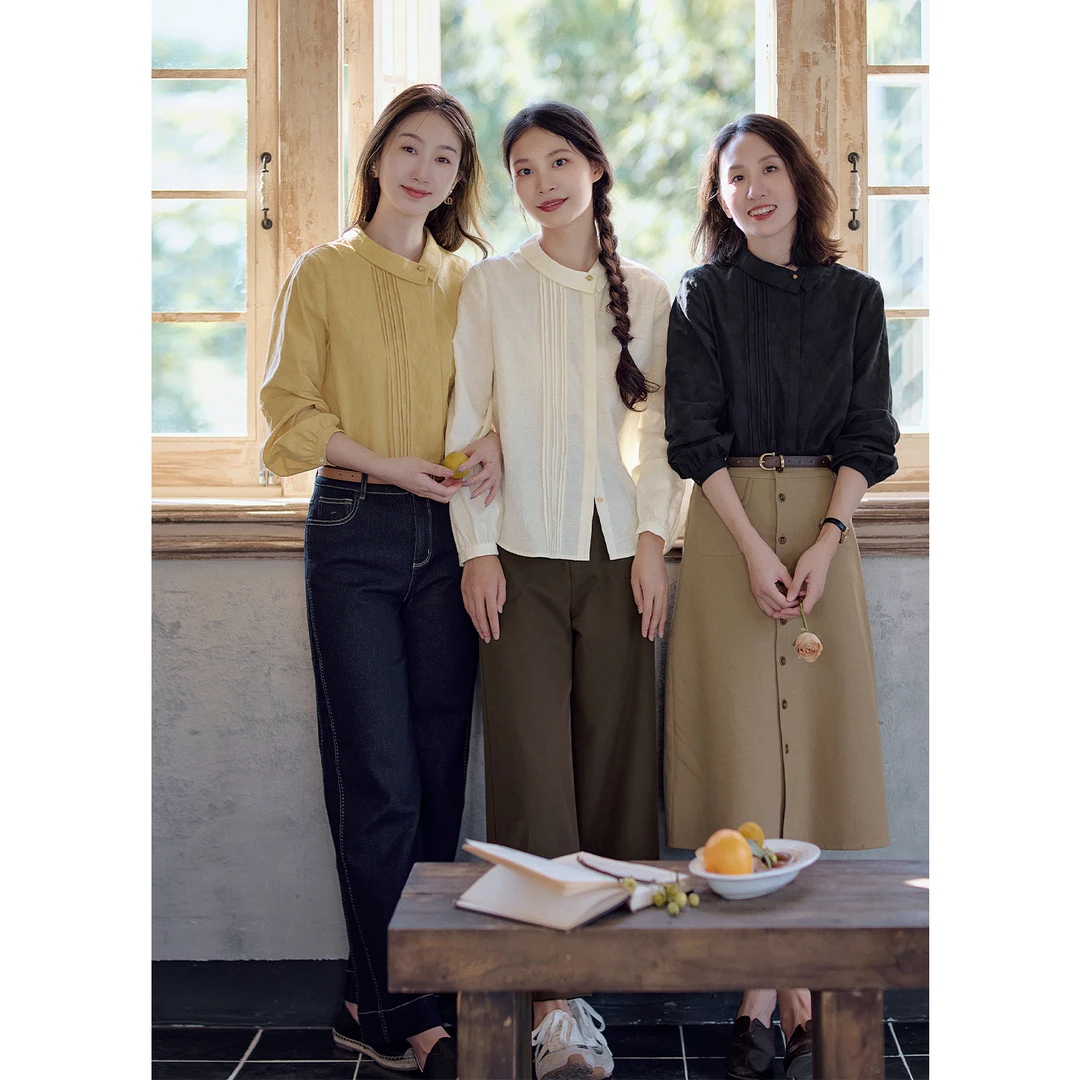 红念纯棉衬衫女长袖宽松休闲设计感秋季2025新款女装气质春秋上衣