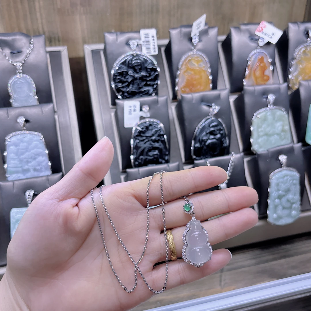 非金属合成锆石项链 女神必备手工葫芦项链玉首饰链子颈饰锁骨链