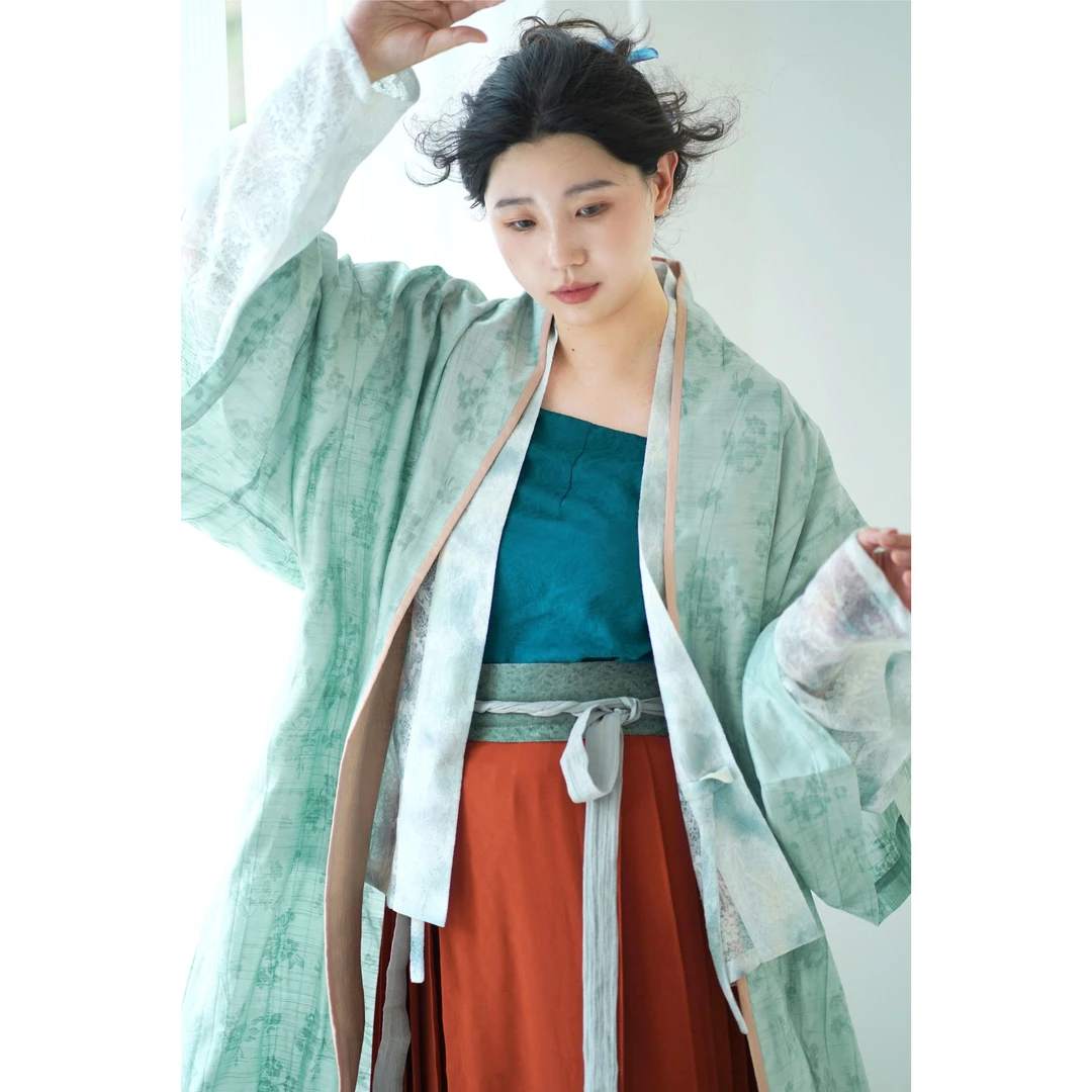 【鹭洲集】窗雀·宋制长干寺蕾丝飞机袖百迭裙雀蓝宋抹日常汉服