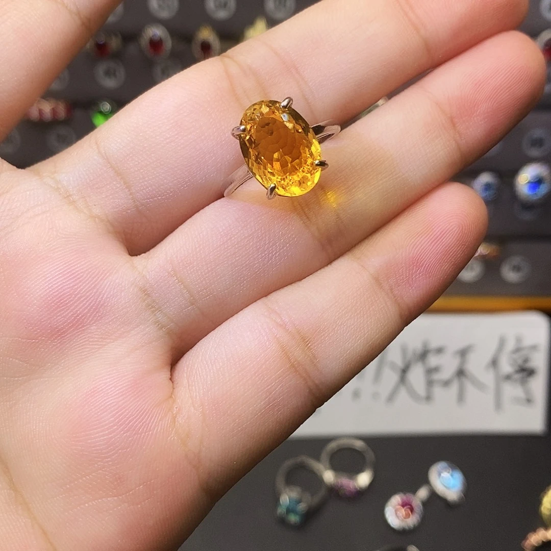 水晶戒指银S925镶嵌