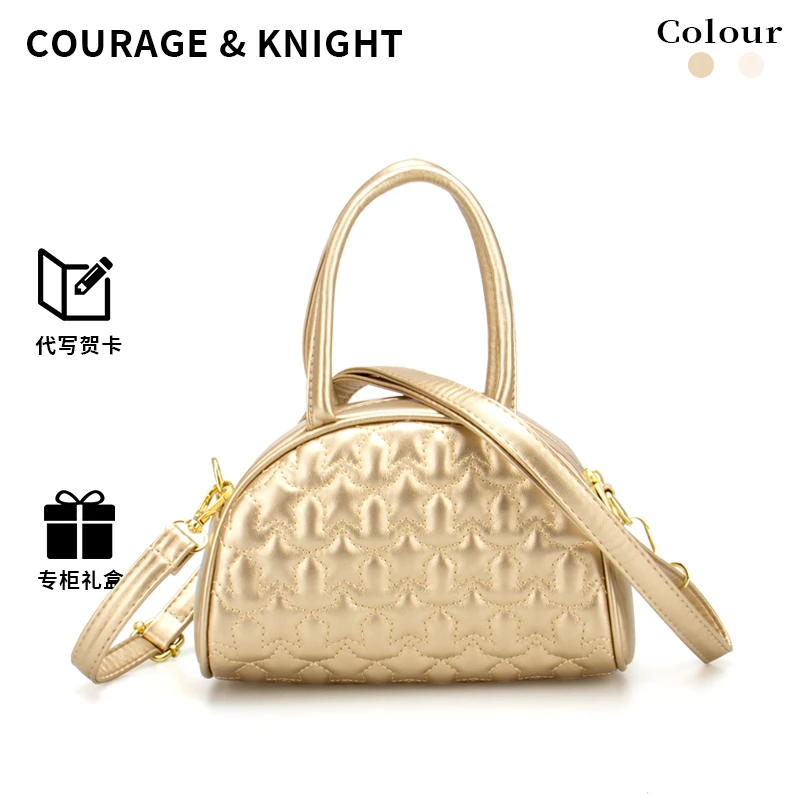COURAGE&KNIGHT星星金色手拿包保龄球包高级手提包通勤斜挎包小众