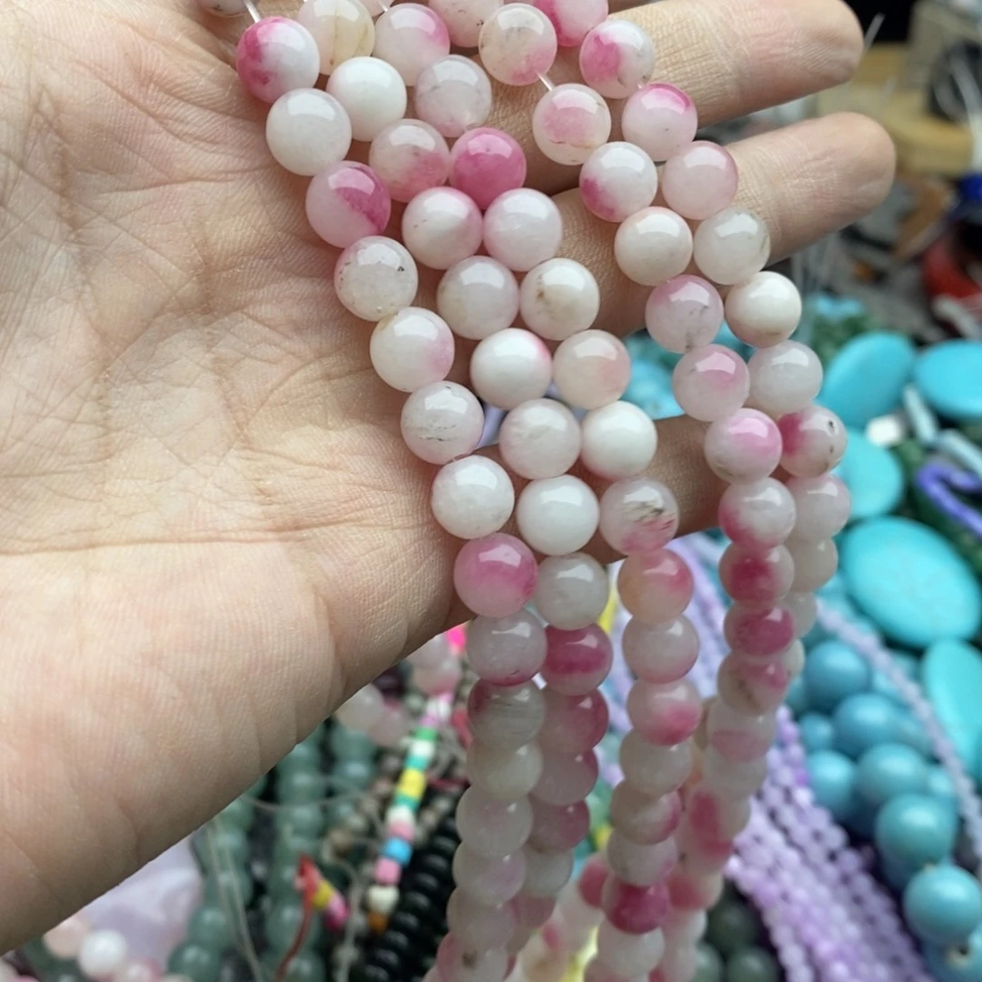 玛瑙/玉髓未镶嵌珠宝半成品一条8mm桃花玉Q287