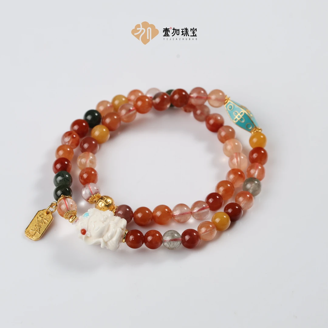 壹加田田 手工设计象s兔毛水晶双圈手串多样性发一7215N