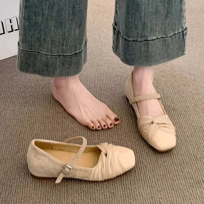 【万象撤柜】方头法式晚晚风浅口玛丽珍单鞋女春夏2025新款增高温柔