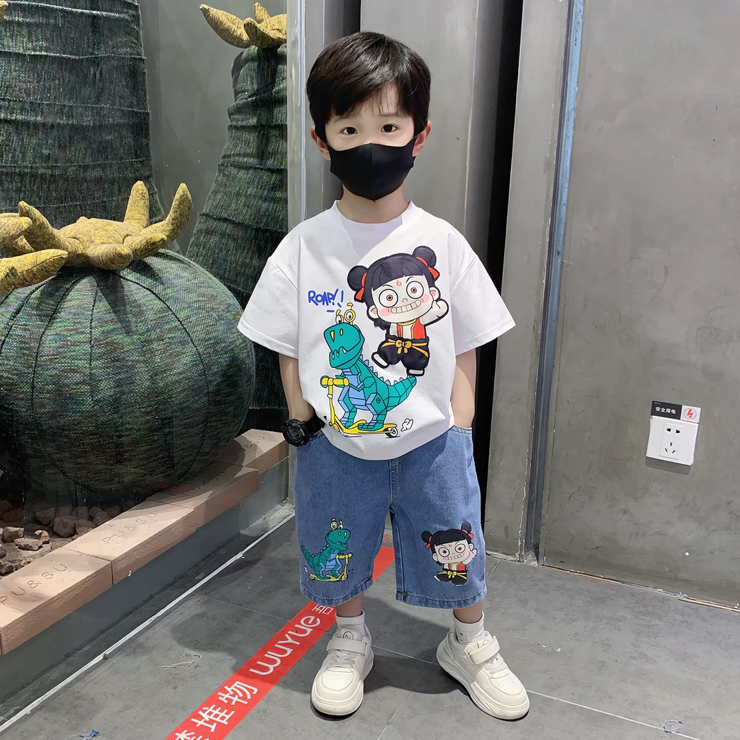 哪吒衣服童装男童夏季套装2025新款儿童服装男孩夏装潮酷宝宝衣服