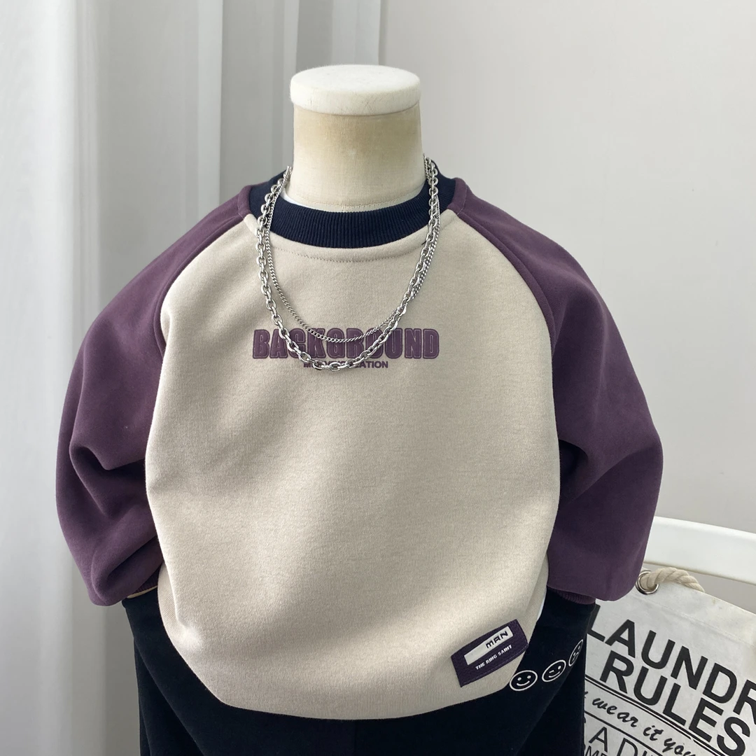 男童加绒卫衣2025新款秋冬款洋气儿童打底衫上衣一体绒中童小童潮