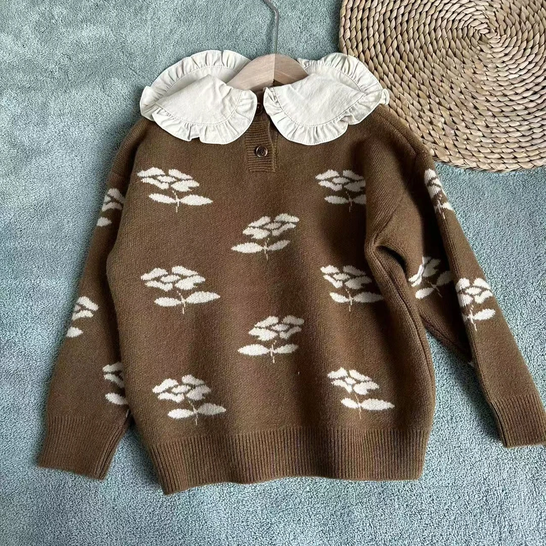 (亲子)女童毛衣针织洋气童时尚外搭秋冬假两件儿童新款套头针织衫