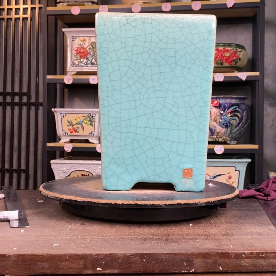 红陶啊*33豆青签筒