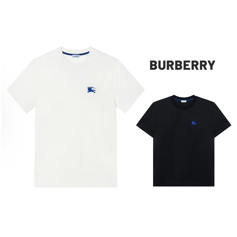 未使用 BURBERRY/博柏利 纯色马术骑士刺绣圆领短袖T恤8088298 wx