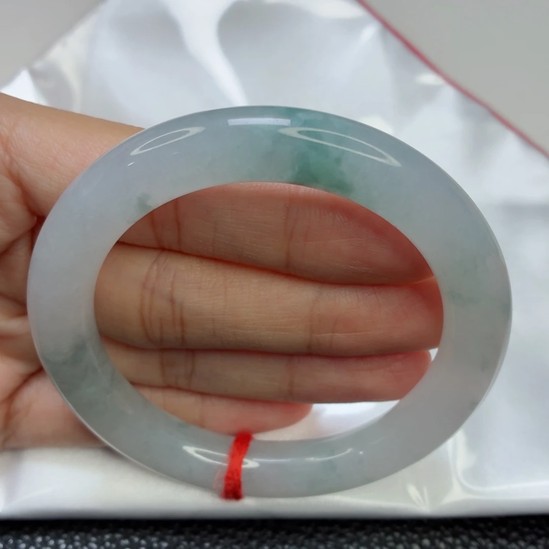 未镶嵌手镯翡翠老坑55圈糯冰飘花圆条021瑕疵漏