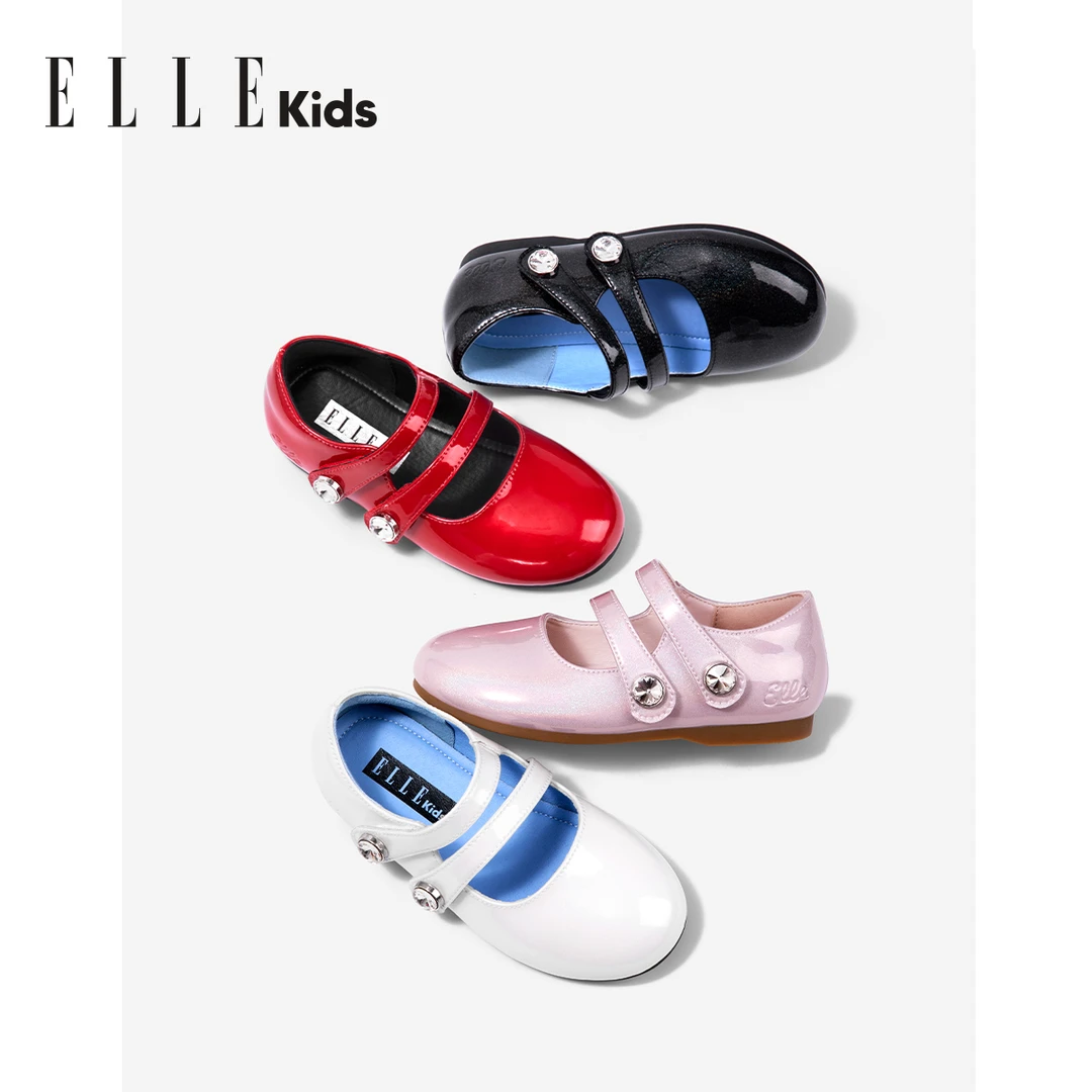 ELLE KIDS女童小皮鞋2025夏季新款儿童公主鞋软底小女孩户外皮鞋