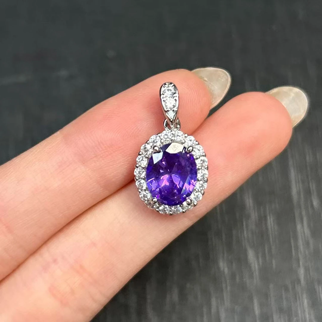 AlusGD-乌拉圭暴力紫晶宝合金吊坠配链434