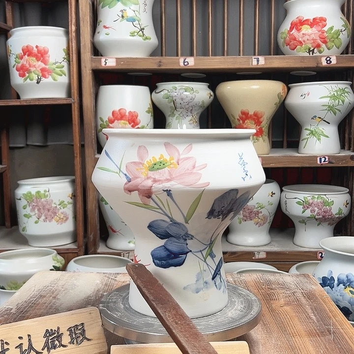 摆件高脚荷花新款陶瓷