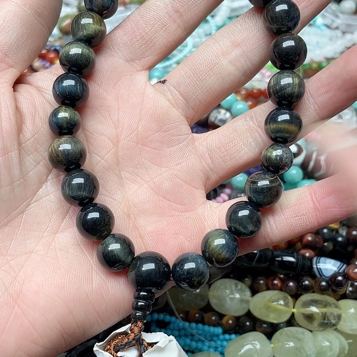 玛瑙/玉髓珠宝半成品合金一条12mm蓝虎手持