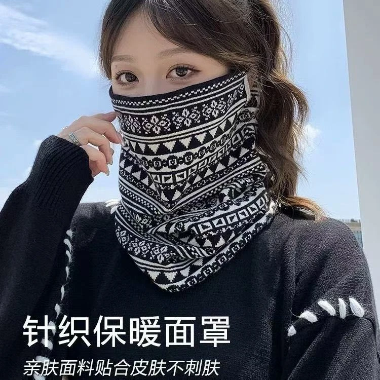 新款围脖女秋冬季防风面罩护全脸骑行保暖口罩挂耳脖套护颈小围巾