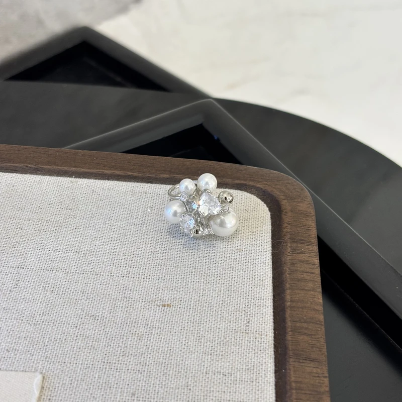 铜合金合成锆石耳饰 爱心爆米花zz耳夹EJ1068（一个）