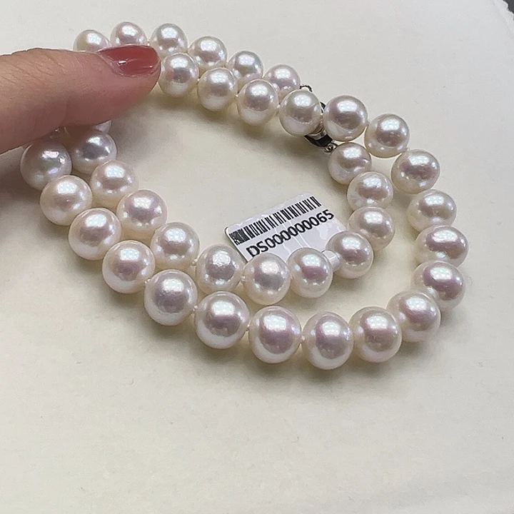 项链银S925镶嵌淡水珍珠➕10-11高品极光炫彩孤品