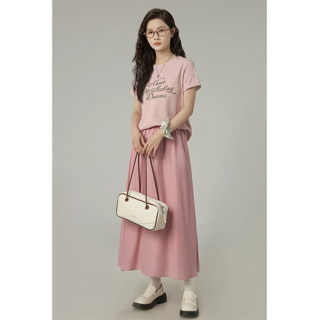 棕色字母T恤女2025年夏季新款复古宽松百搭显瘦短袖上衣25220