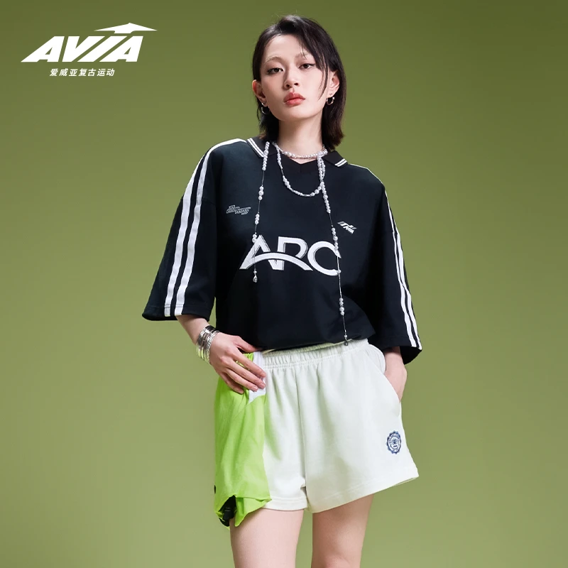 【05】AVIA爱威亚ARC系列复古球衣情侣运动百搭短袖休闲T恤
