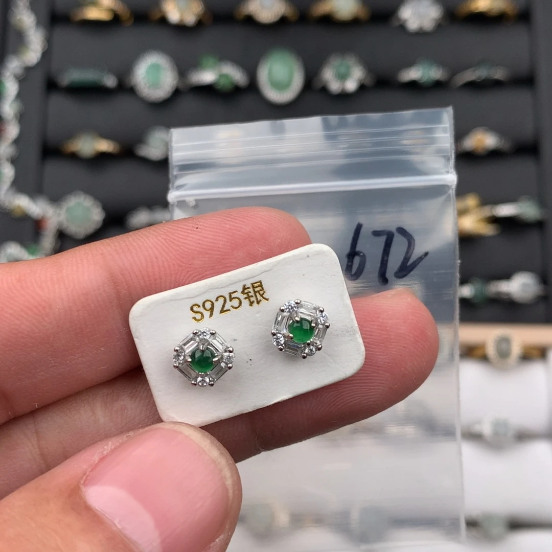 翡翠银S925镶嵌戒圈672