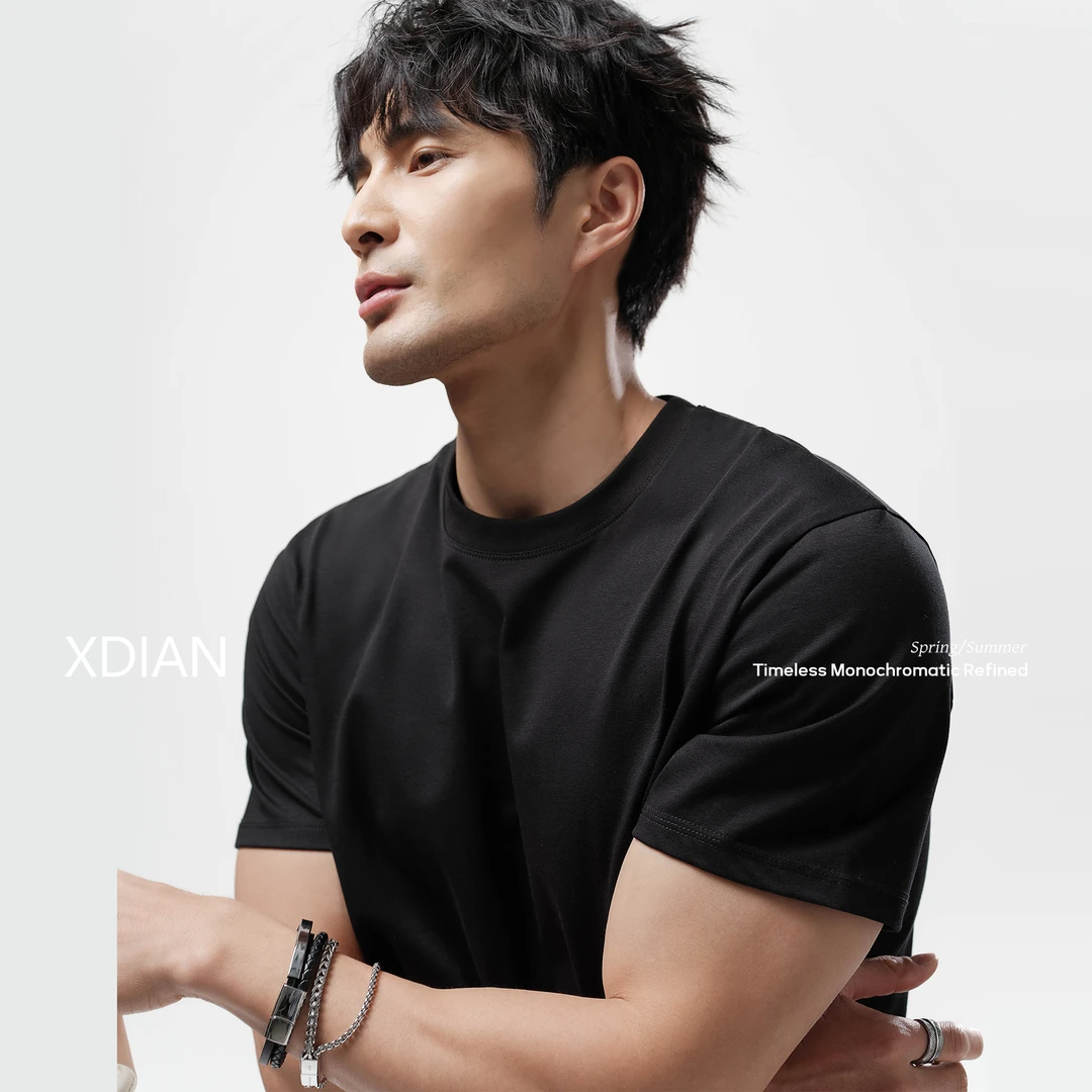 XDIAN/续点240G索罗纳凉感重磅美式休闲宽松短袖T恤男春夏季速干