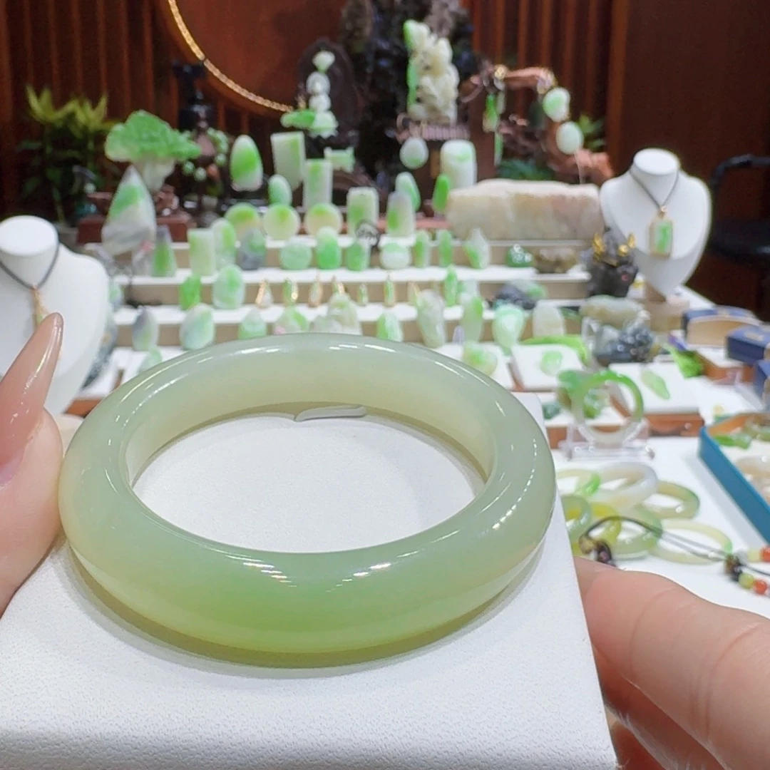 和田玉翠青55.5未镶嵌