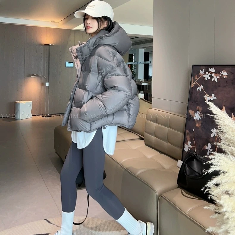 明星同款新国标90绒短款龟背泡芙可拆卸连帽羽绒服女