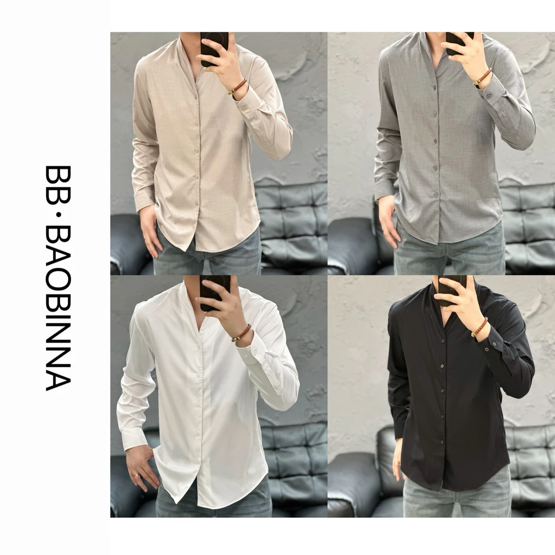 英伦雅痞 | 男士高级感V领长袖衬衫 6633