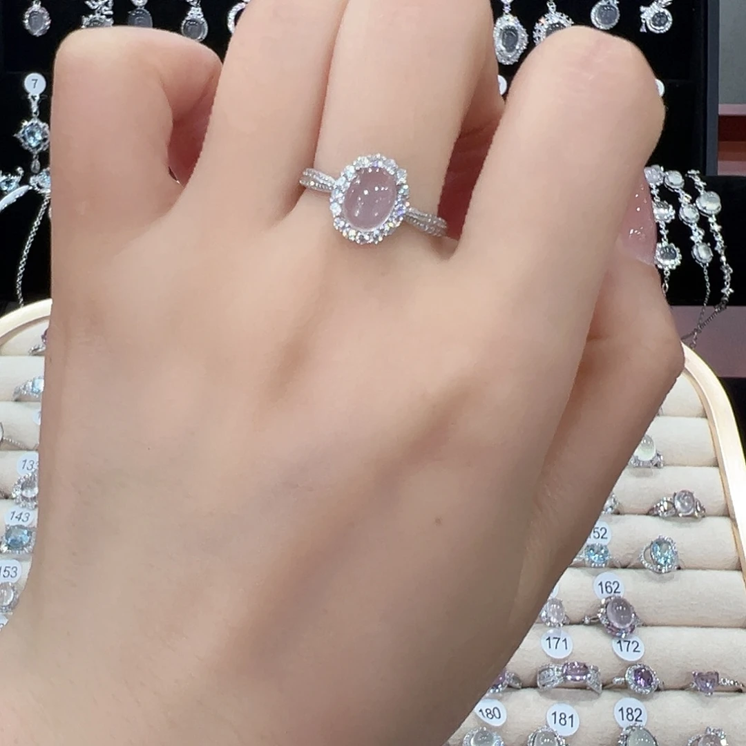 芙蓉石戒指银S925镶嵌C*宝活口