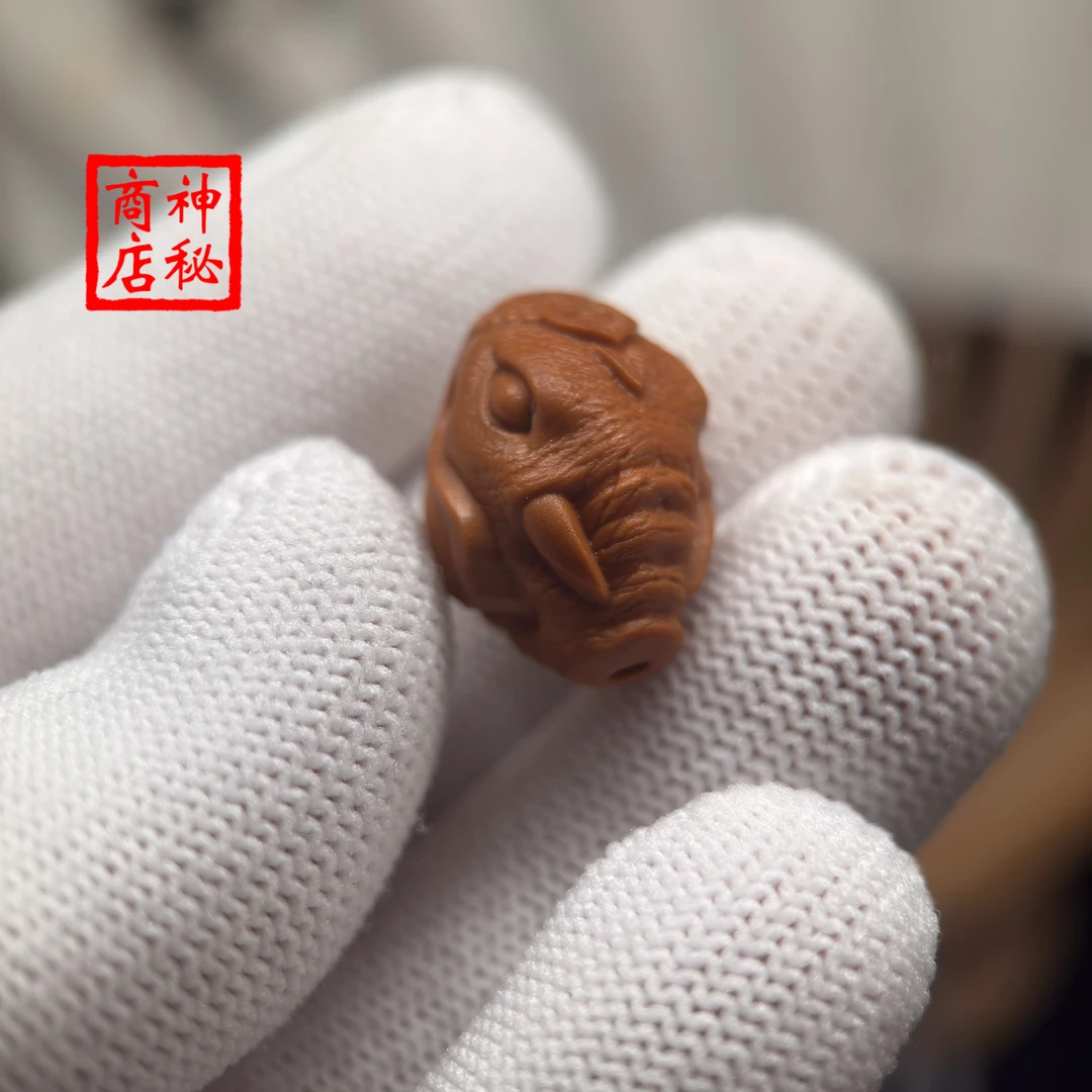橄榄核雕刻小象神配饰文玩手把件单籽手机链精品单颗