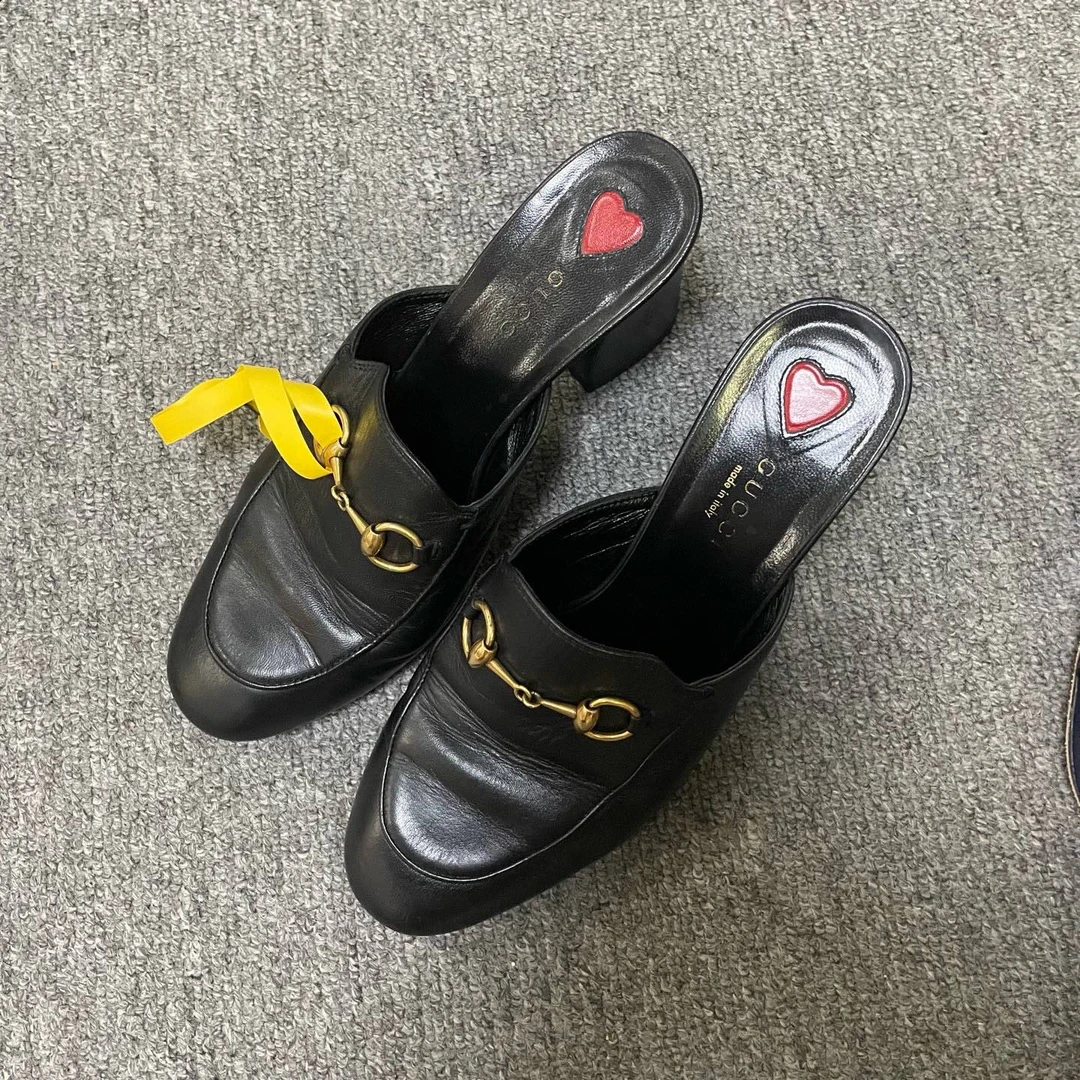 95新 GUCCI/古驰 Princetown 包头高跟拖鞋  36.5码/12598