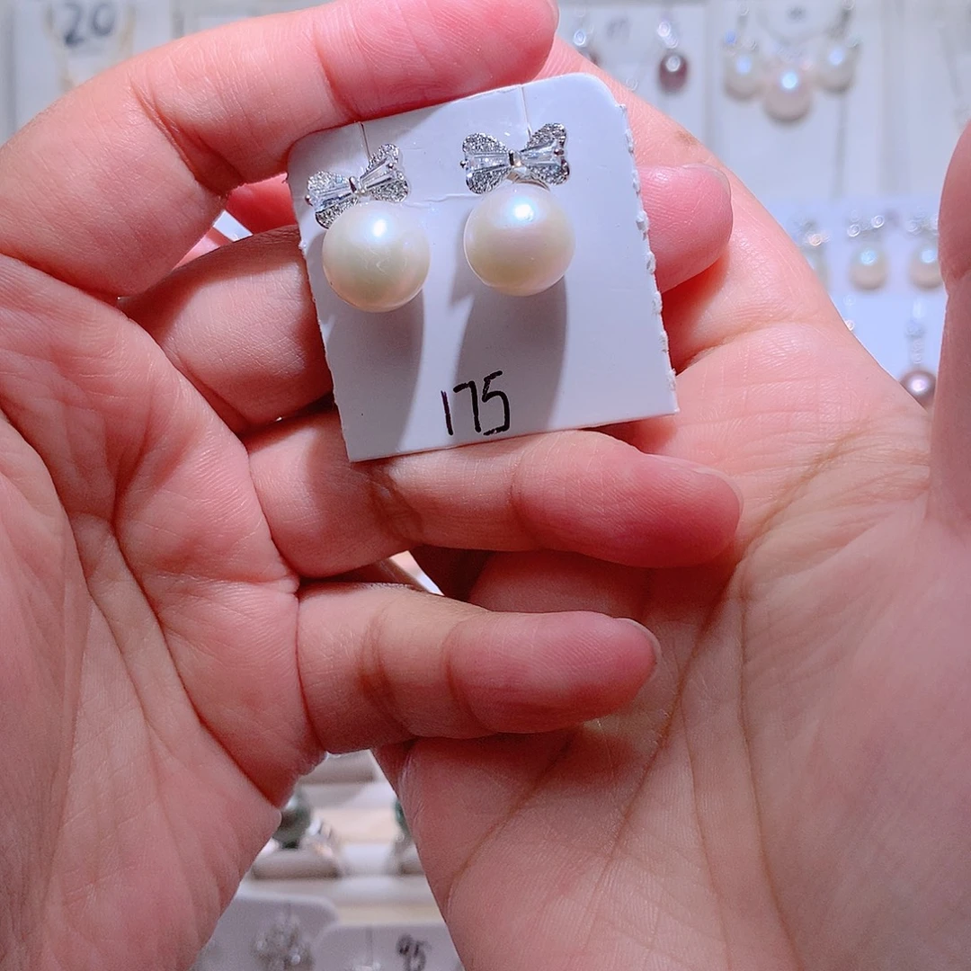 耳饰银S925镶嵌淡水珍珠CC11.5mm