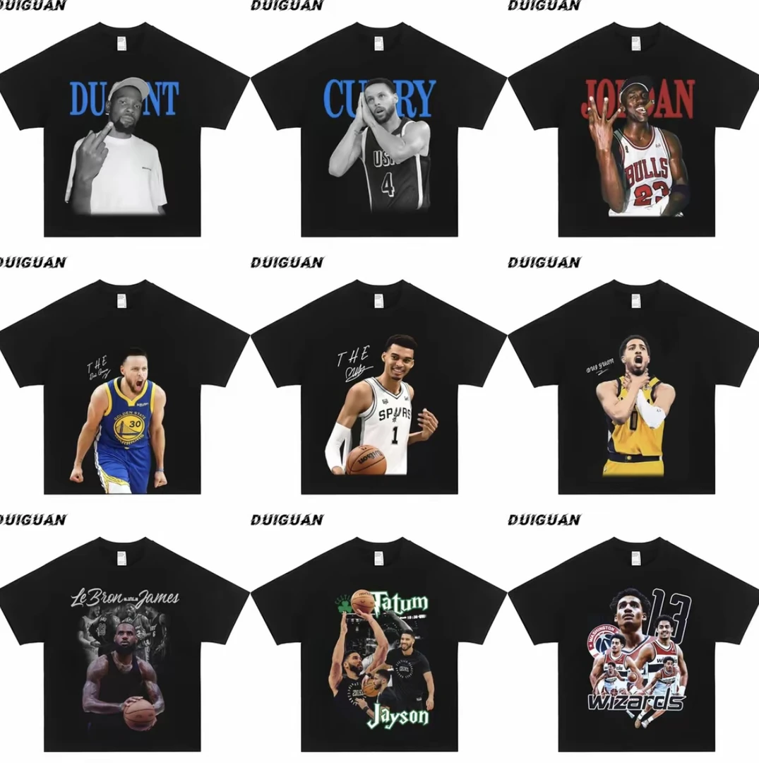 《清仓》球星合集系列美式重磅纯棉260g短袖夏季直喷印花圆领