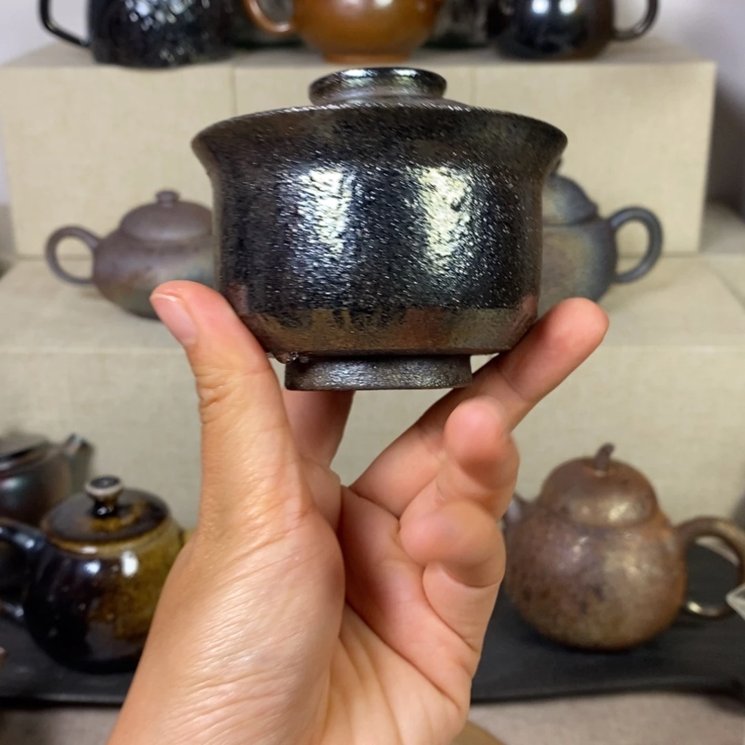 建水紫陶柴烧盖碗