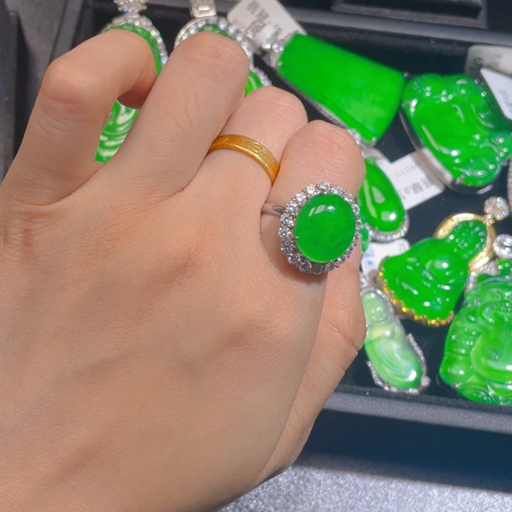 翡翠银S925镶嵌吊坠(不含链)