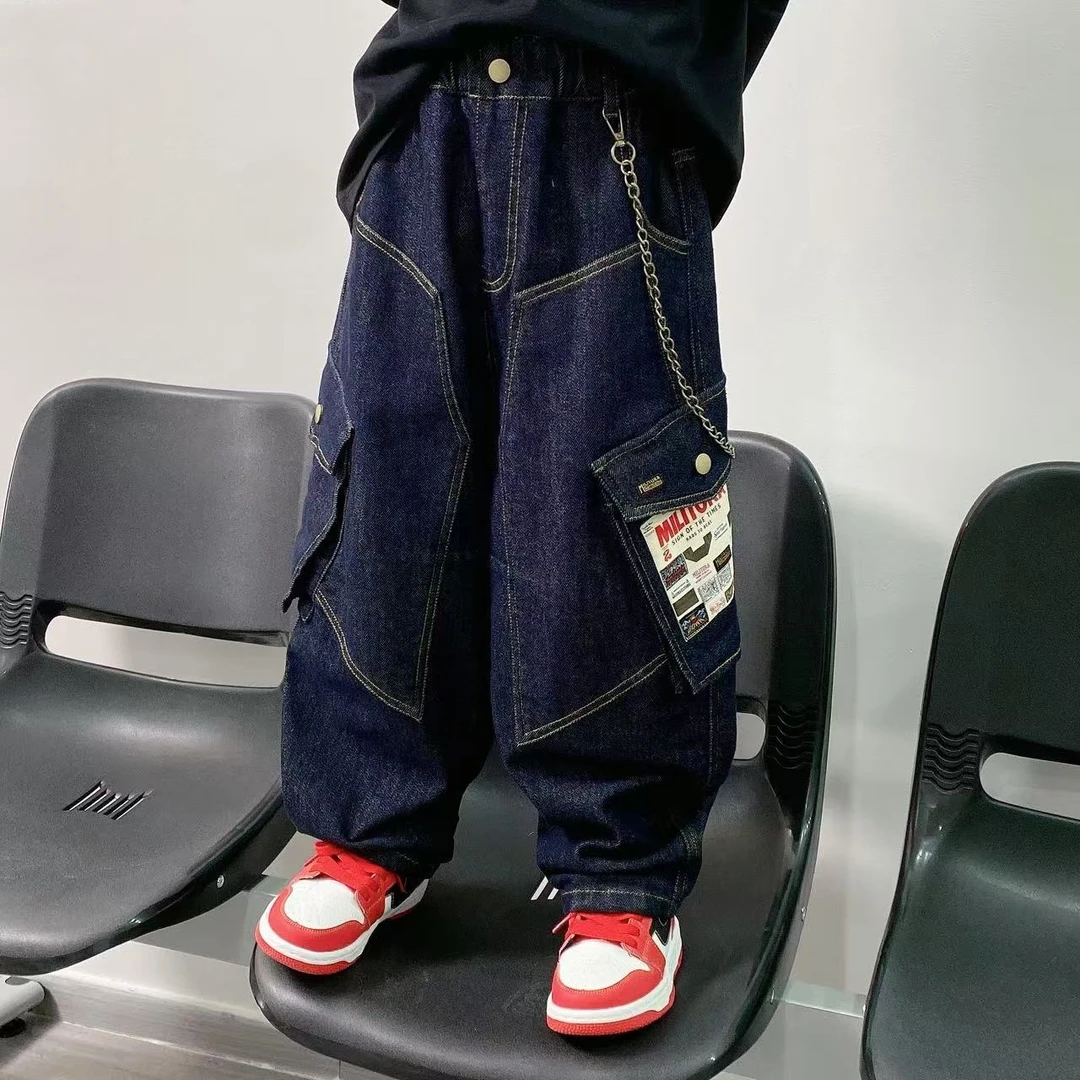 【嘟妈童装】男童春季牛仔裤2025中大童宽松裤子5863