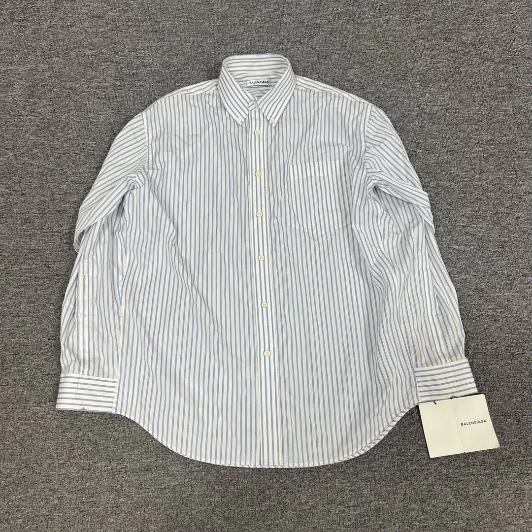 99新 Balenciaga/巴黎世家 蓝白 条纹 斗篷衬衫 34码