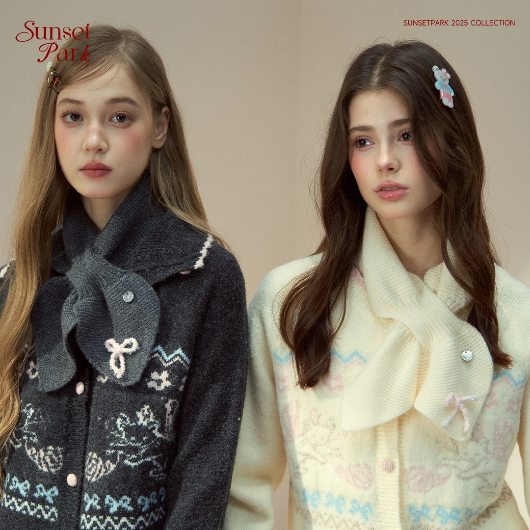 SunsetPark日落公园《礼物系列》冬日蝴蝶结少女100%羊毛围巾围脖