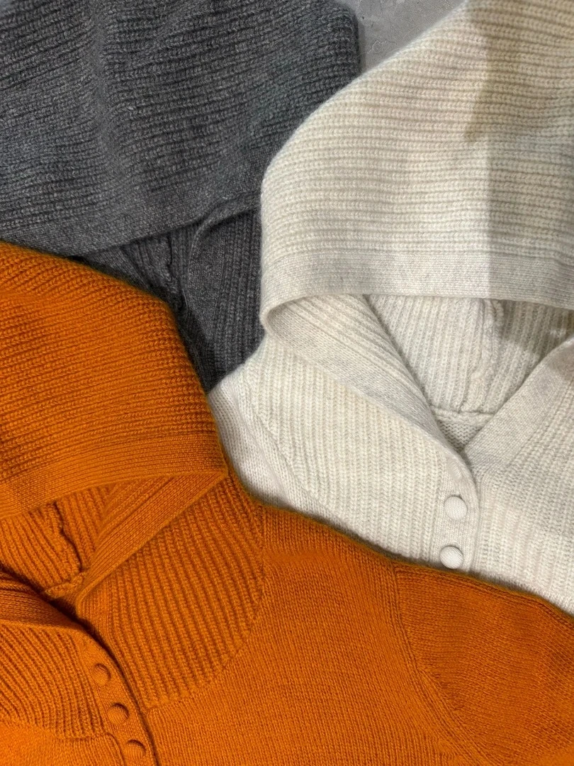 小众新款连帽针织毛衣百搭宽松通勤慵懒风气质针织女上衣K1-43