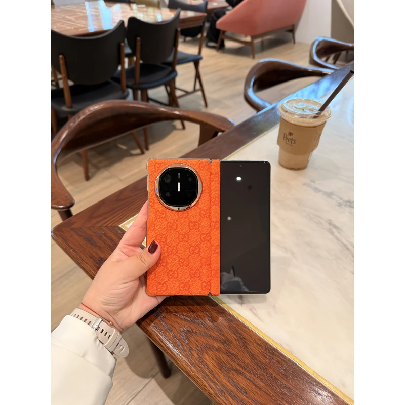 适用于华为Matex6/Matex5电镀字母磁吸中轴折叠手机壳 时尚印花