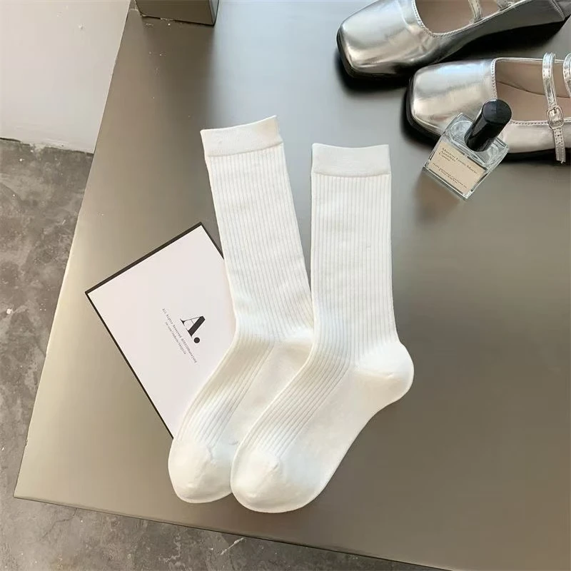 独立包装纯色新款女士中长筒袜子W6008