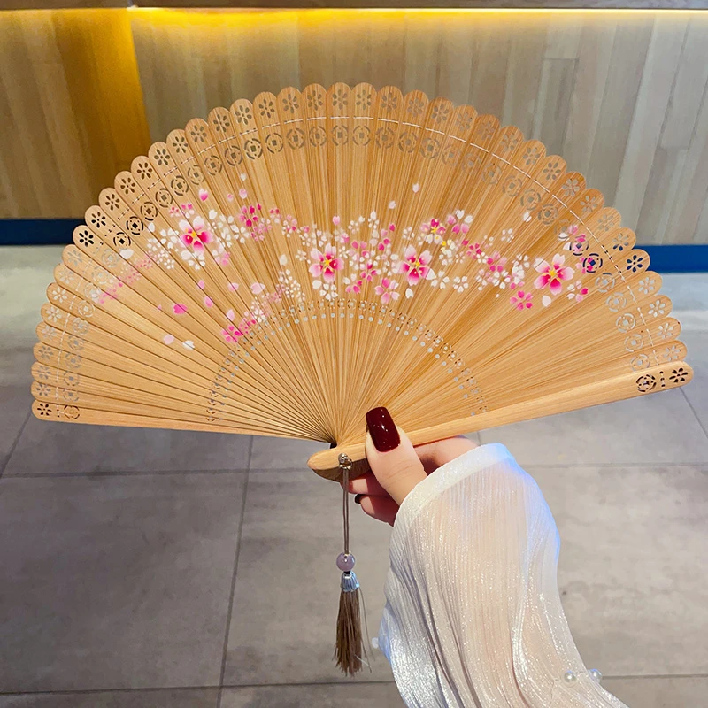 古风扇子全竹折扇国风折叠扇配汉服旗袍纳凉扇便携新中式小竹扇