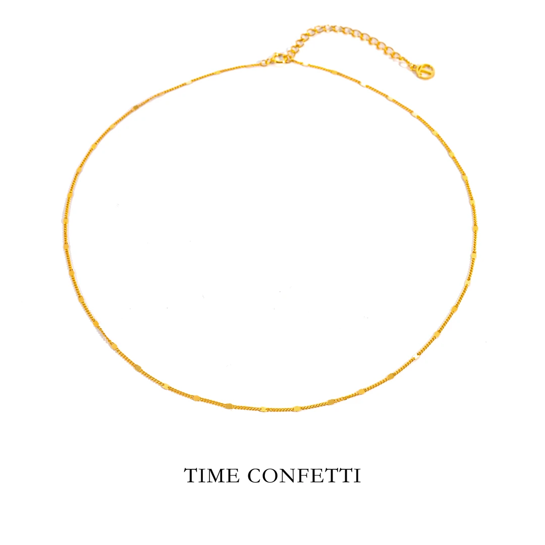 链子925银 镀K金【孙二娘】加粗版-日系简约圆形亮片项链TC 4129