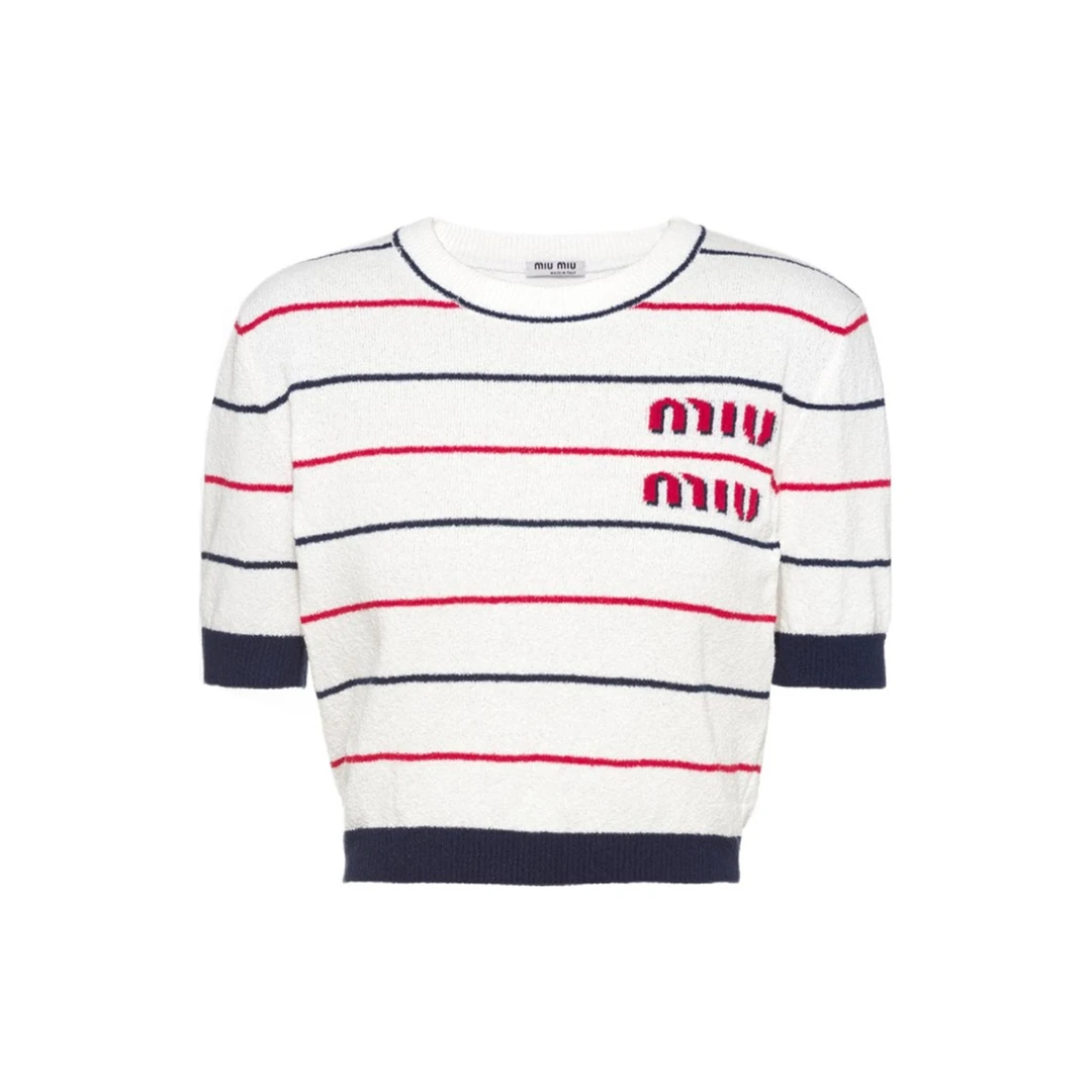 未使用 MIU MIU/缪缪 条纹圆领套头短袖
