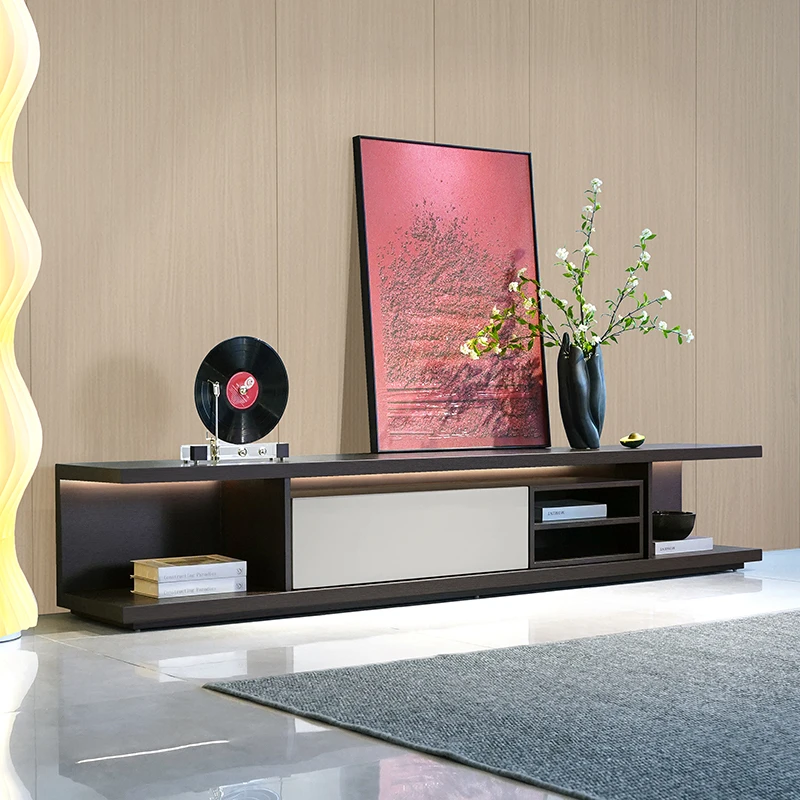 意式极简带灯电视柜大小户型烟熏木电视机柜家具客厅轻奢家具