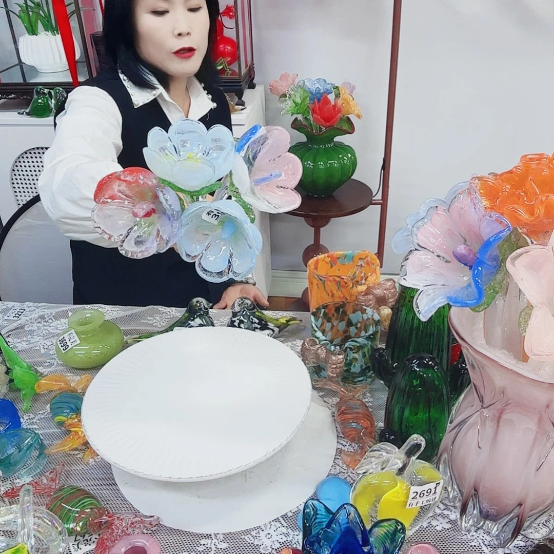 4朵瑕疵花安妮家居琉璃摆件