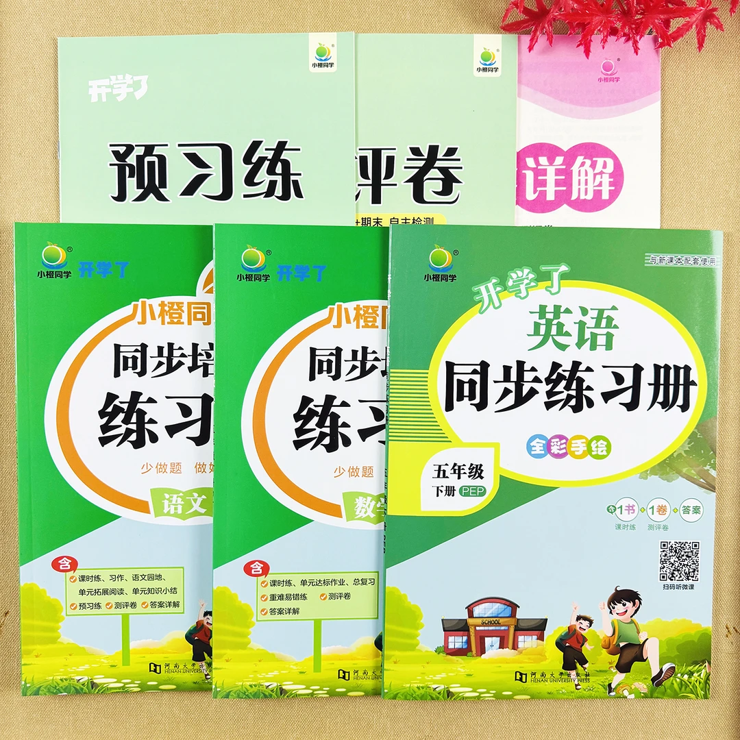 同步培优练习册五年级下册语数英语同步训练人教版一课一练课课练
